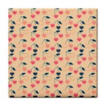 Heart Cherries Cream Tile Coasters Front