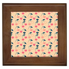 Heart Cherries Cream Framed Tiles by snowwhitegirl