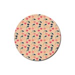 Heart Cherries Cream Rubber Coaster (Round)  Front