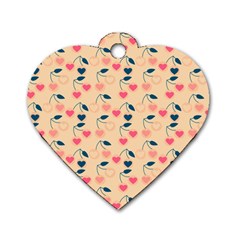 Heart Cherries Cream Dog Tag Heart (one Side) by snowwhitegirl