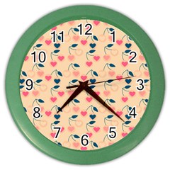 Heart Cherries Cream Color Wall Clock by snowwhitegirl