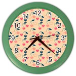 Heart Cherries Cream Color Wall Clock Front