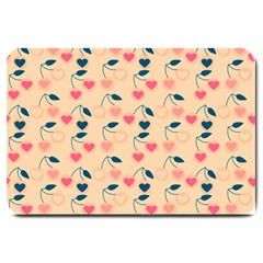 Heart Cherries Cream Large Doormat  by snowwhitegirl