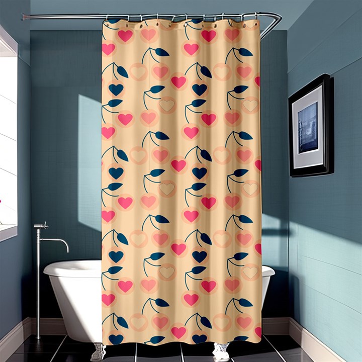 Heart Cherries Cream Shower Curtain 36  x 72  (Stall) 