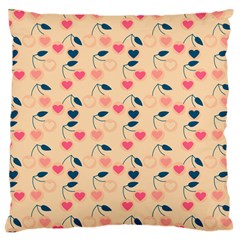 Heart Cherries Cream Large Cushion Case (one Side) by snowwhitegirl