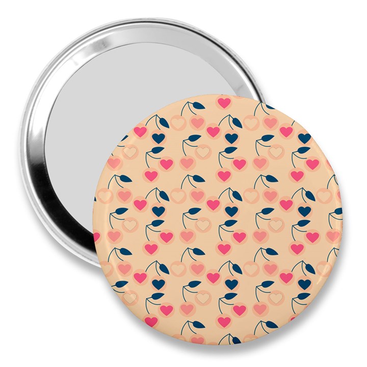 Heart Cherries Cream 3  Handbag Mirrors