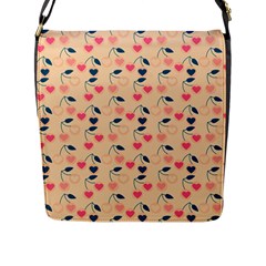 Heart Cherries Cream Flap Messenger Bag (l)  by snowwhitegirl