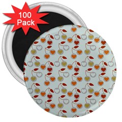 Heart Cherries Grey 3  Magnets (100 Pack) by snowwhitegirl