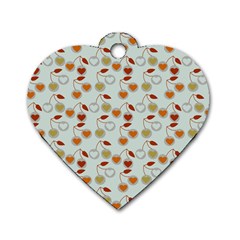 Heart Cherries Grey Dog Tag Heart (two Sides) by snowwhitegirl