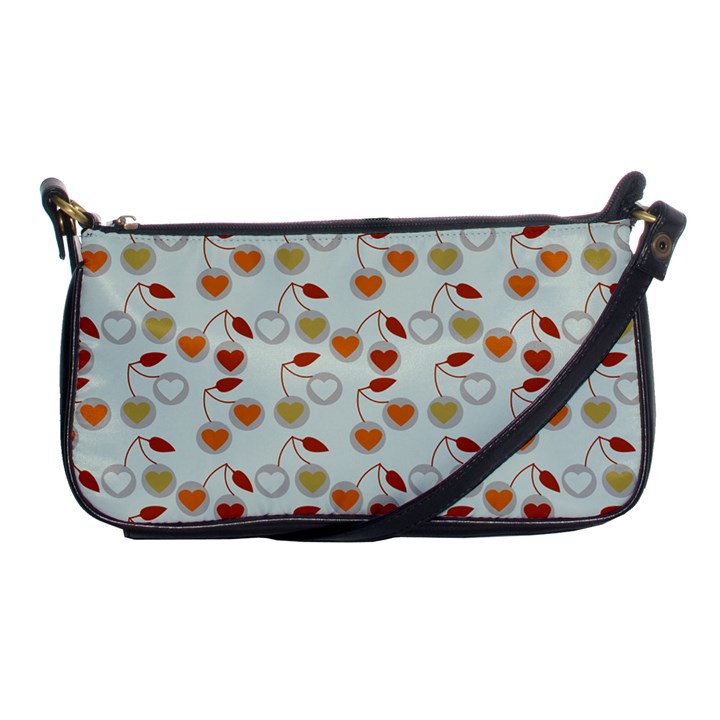 Heart Cherries Grey Shoulder Clutch Bags