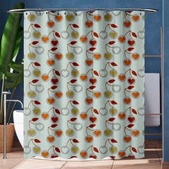 Heart Cherries Grey Shower Curtain 60  X 72  (medium)  by snowwhitegirl