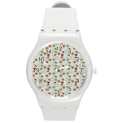 Heart Cherries Grey Round Plastic Sport Watch (m) by snowwhitegirl