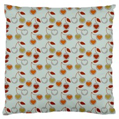 Heart Cherries Grey Large Cushion Case (two Sides)