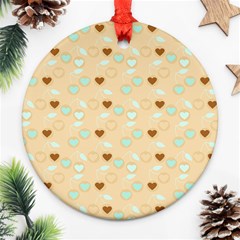 Beige Heart Cherries Ornament (round) by snowwhitegirl