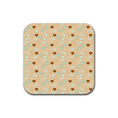 Beige Heart Cherries Rubber Coaster (square)  by snowwhitegirl