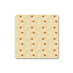 Beige Heart Cherries Square Magnet by snowwhitegirl