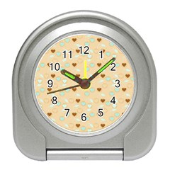 Beige Heart Cherries Travel Alarm Clock