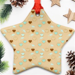 Beige Heart Cherries Star Ornament (two Sides) by snowwhitegirl