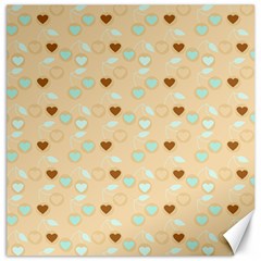 Beige Heart Cherries Canvas 12  X 12   by snowwhitegirl