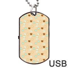 Beige Heart Cherries Dog Tag Usb Flash (one Side) by snowwhitegirl