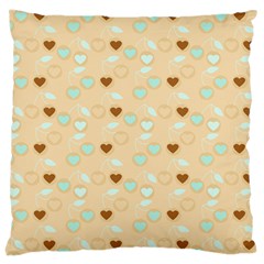 Beige Heart Cherries Large Cushion Case (two Sides) by snowwhitegirl