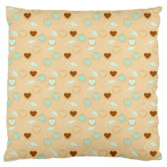 Beige Heart Cherries Large Flano Cushion Case (one Side) by snowwhitegirl