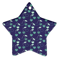 Heart Cherries Blue Star Ornament (two Sides) by snowwhitegirl