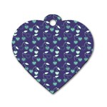 Heart Cherries Blue Dog Tag Heart (One Side) Front