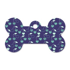 Heart Cherries Blue Dog Tag Bone (two Sides) by snowwhitegirl