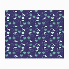 Heart Cherries Blue Small Glasses Cloth (2-side) by snowwhitegirl