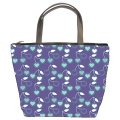 Heart Cherries Blue Bucket Bags by snowwhitegirl