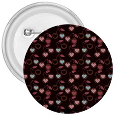 Heart Cherries Brown 3  Buttons by snowwhitegirl