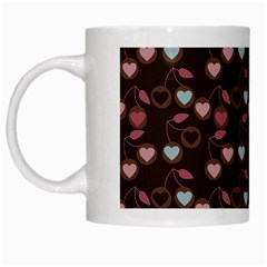 Heart Cherries Brown White Mugs by snowwhitegirl