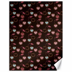 Heart Cherries Brown Canvas 18  X 24   by snowwhitegirl