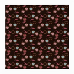 Heart Cherries Brown Medium Glasses Cloth (2-side) by snowwhitegirl