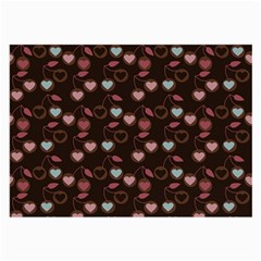 Heart Cherries Brown Large Glasses Cloth (2-side) by snowwhitegirl