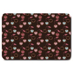 Heart Cherries Brown Large Doormat  by snowwhitegirl