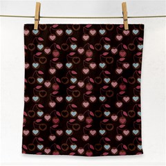 Heart Cherries Brown Face Towel by snowwhitegirl