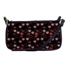 Heart Cherries Brown Shoulder Clutch Bags by snowwhitegirl