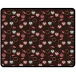 Heart Cherries Brown Fleece Blanket (Medium)  60 x50  Blanket Front