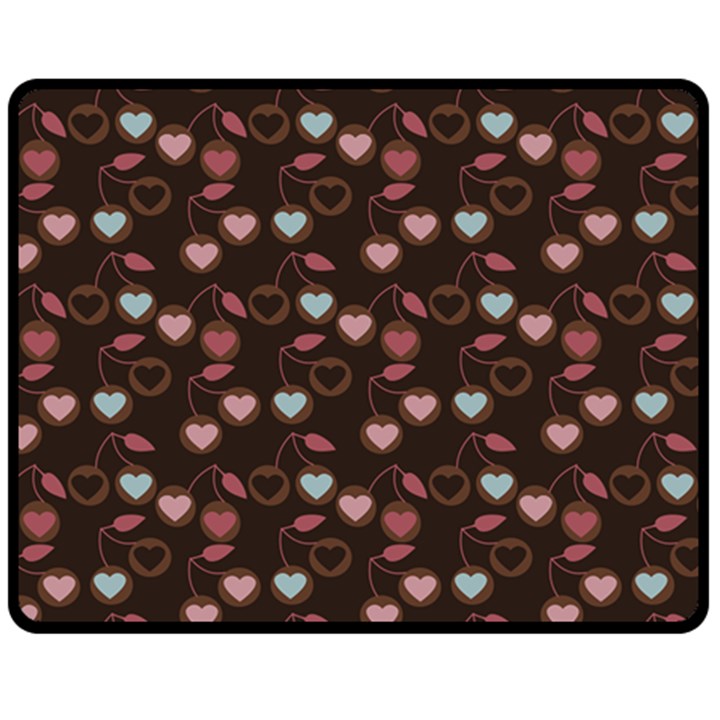 Heart Cherries Brown Fleece Blanket (Medium) 