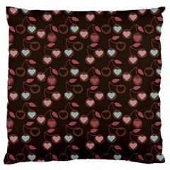 Heart Cherries Brown Large Cushion Case (one Side) by snowwhitegirl