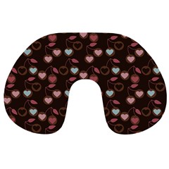 Heart Cherries Brown Travel Neck Pillows by snowwhitegirl