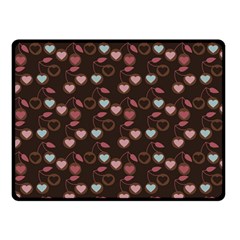 Heart Cherries Brown Double Sided Fleece Blanket (small)  by snowwhitegirl