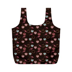 Heart Cherries Brown Full Print Recycle Bags (m)  by snowwhitegirl