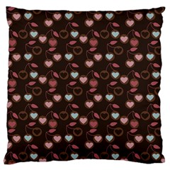 Heart Cherries Brown Standard Flano Cushion Case (two Sides) by snowwhitegirl