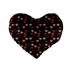 Heart Cherries Brown Standard 16  Premium Flano Heart Shape Cushions by snowwhitegirl