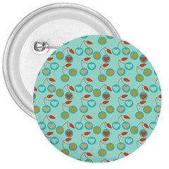 Light Teal Heart Cherries 3  Buttons by snowwhitegirl