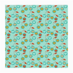 Light Teal Heart Cherries Medium Glasses Cloth (2-side) by snowwhitegirl