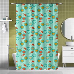 Light Teal Heart Cherries Shower Curtain 48  X 72  (small)  by snowwhitegirl